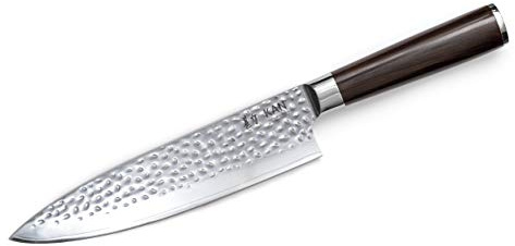 KAN Core Professional Chef Knife 8-inch VG-10 67 layers Damascus Ambidextrous (Hammered Japanese VG-10 Blade, Ebony wood handle-upgraded version)