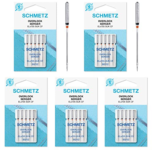 Schmetz 25 Nähmaschinen Nadeln - ELx705 SUK CF - Overlock Maschine - Stärke 80/12