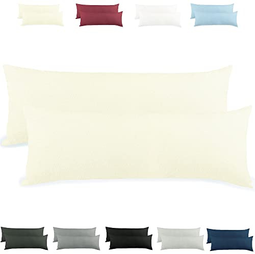 CelinaTex Active Seitenschläferkissen Bezug Doppelpack Set 40x200 Natur beige Baumwolle Jersey Stillkissen Kissenhülle 5001566