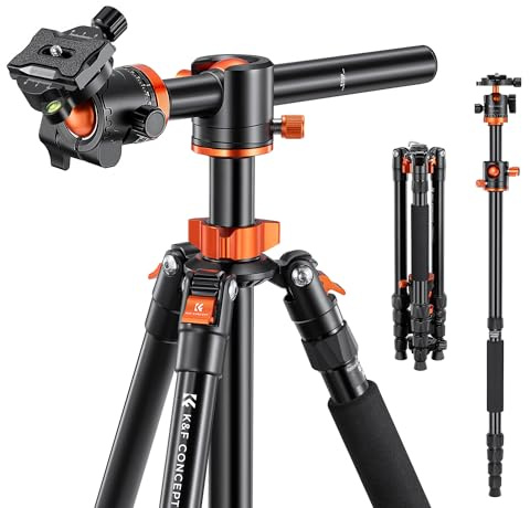 K&F Concept 67 inch Camera Tripod Horizontal Aluminum Tripods Portable Monopod with 360 Degree Ball Head Quick Release Plate for DSLR Cameras T255A4+BH-28L (TM2515T1)