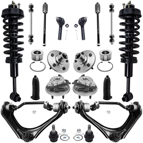 Detroit Axle - 4.0L Suspension Kit for 2004 2005 Ford Explorer Mercury Mountaineer, Front Struts Upper Control Arms Tie Rods Sway Bars Lower Ball Joints Front Rear Wheel Bearing Hubs Boots - 18pc Set