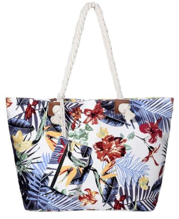 MASADA Grande borsa da spiaggia idrorepellente con cerniera Exotic Flair