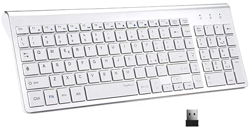 Hongu Tastiera senza fili, keyboard wireless 2.4GHz, pulsante silenzioso, compatibili Mac/Windows/tablet