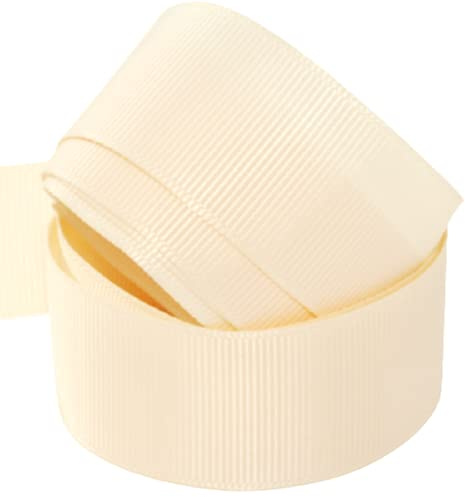 Grosgrain Ribbon - 5 Meters for Gifts Wrap Sew, Party, Decorations, Events Wedding Christmas Crafts, Bows, DIY Bouquets, Hair, Dress, Cake, Double Sided Size (50 mm, Cream)
