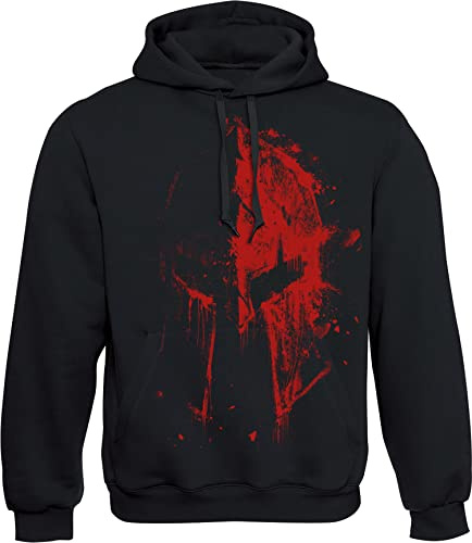 Baddery Gym Hoodie Herren - „Sparta Bluthelm“ | Fitness Kapuzenpullover für Training & Streetwear