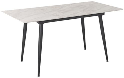 Beliani Esstisch weiß/schwarz ausziehbar 120/150x80cm für 6 Personen Marmoroptik Eftalia