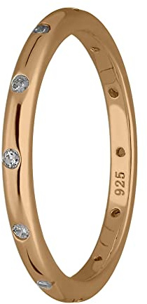 Treuheld® Schmaler 925 Sterling Silber Ring mit Kristallen | 3 Farben