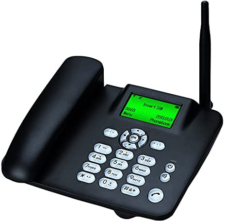IBOWZ Telefono Fisso Quadband gsm Telefono da Tavolo Classico,Scheda SIM Wireless Telefono gsm Classico da Tavolo,Suoneria Forte,Visualizzazione ID chiamante,per Home Office Hotel Telefoni di Rete