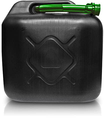 Products for future 1x Benzinkanister 20L Kunststoff mit Einfüllschlauch, UN-Zulassung, Treibstoffkanister Kraftstoffkanister für Benzin Diesel, Schwarz