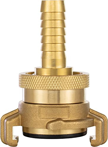 Poppstar sug-och högtryckskoppling, mässing (Geka systemkoppling 1/2 tum slangkoppling) med tätning och låsmutter för 13 mm slanginnerdiameter