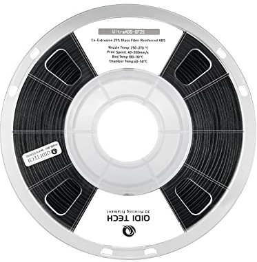 QIDI TECH Glass Fiber ABS Filament 1.75mm, ABS-GF25 Glasfaser 3D Drucker Filament Fit die meisten FDM 3D Drucker, Frosted Textur, Hohe Härte, 1KG Spule, Schwarz