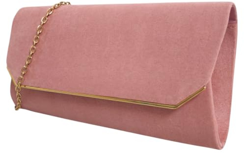 UShopUK Suede Plain Bridal Prom Wedding Evening Clutch Party Purse Hand Bag HandBag (Dusty Pink)