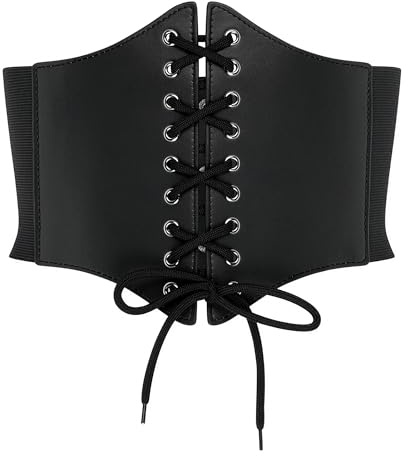 BlackButterfly Elasticizzato Halloween Cosplay Costume Girovita Legatura Cintura alta Corsetto Cintura (Nero, XL)