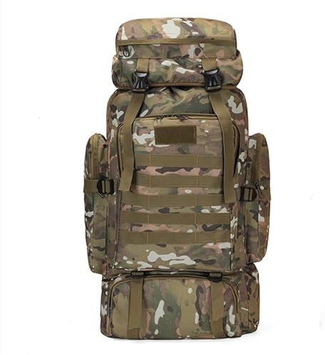 TOUYAKO Wanderrucksack 80L, wasserdichtes Bergsteigen mit großer Kapazität, Militärarmee, taktischer Wanderrucksack, Reiserucksack,800D Oxford Outdoor-Rucksack für Reisen, Radfahren, Bergsteigen