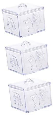 Cabilock 3piezas Dispenser De Algodón Transparente Con Tapa Organizador De Cosméticos Para Discos Bastoncillos y Accesorios De Baño Caja De Almacenamiento De Plástico Sin Olores