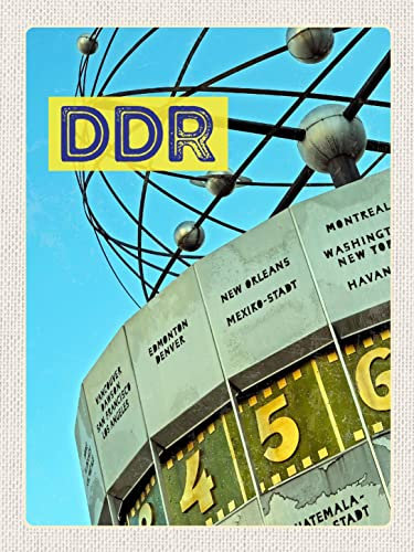 AGDeko® Blechschild 40x30 cm Berlin Deutschland Weltzeituhr DDR zum Aufhängen oder Stellen Raum Dekoration