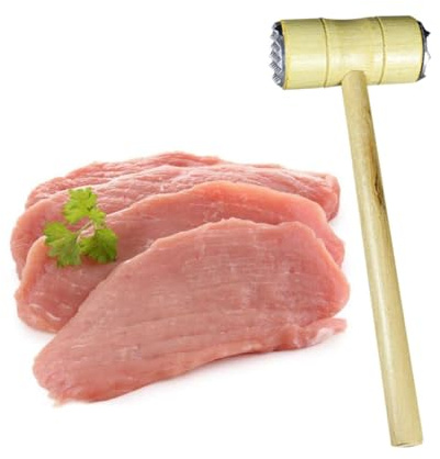 Ciieeo Martello per Legno Bifacciale Batticarne per Intenerire Bistecche Pollo e Maiale Utensile Ergonomico con Testa Inossidabile e Design Sanitario per Cucina e Ristoranti