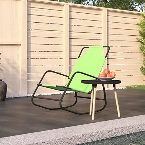 ShGaxin Schaukelliege Grün Stahl und Textilene, Liegestuhl Balkon, Gartenliege, Sonnenliege, Deckchair, Saunaliege, Liegesessel,