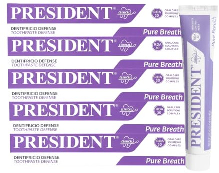 President Kit 5 tandskydd mot plack, antibakteriell, halitos, perfekt för att motverka dålig andedräkt och underhåll efter chockbehandling med klorhexidin. RDA 30. 5 x 75 ml