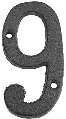 CAFFEN Hausnummer Retro 3D Metall Digitale arabische Zahlen Gusseisen Haus Zeichen Türplatte DIY. Cafe Wandhof Courtyard Decor Kreative Tür Zahlenzeichen Hausnummernschild (Color : 9)