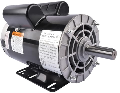 5HP Air Compressor Electric Motor, 230V 22 Amps Electric Motor, 3450RPM 56HZ Frame, 7/8 Keyed Shaft, CCW Rotation 2.25 Shaft Length for Air Compressors Vahaha