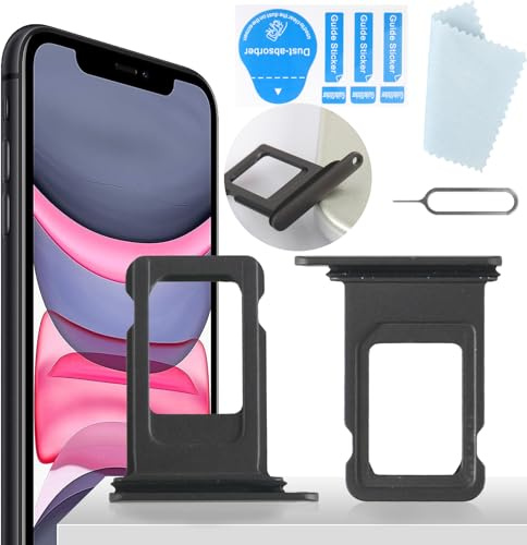 YHX-OU Slot SIM noir pour Apple iPhone 11 Support de carte SIM pour iPhone 11 A2221, A2111, A2223 Slot traîneau pour carte SIM Support de carte de rechange + broche SIM