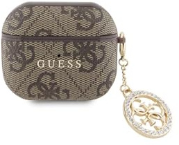 Hülle kompatibel mit Apple Airpods 3. Generation Guess Lizenz PU-Leder 4G Muster 4G Charm Cover