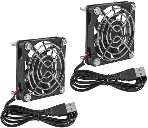 2Pcs 60mm USB Ball Brushless Cooling Fan DC 5V Cooling Fan 6015 60x60x15mm Mini USB Computer PC Case Fan USB Connector with Srews Metal Grill Cover for Small Appliances Series