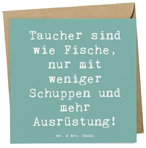 Mr. & Mrs. Panda doppelkarte Spruch Tauchen Abenteuer - Geschenk, Freizeitaktivität, tauchausrüstung, faltkarte, Teamsport, Sportler, taucher, Sportart, Klappkarte, Freiheit, anlasskarte, Grußkarte
