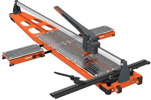 TILER Coupe-carreaux manuel grand format de 52 pouces, coupe-carreaux professionnel en porcelaine-céramique avec poignée de transport et roues, large base en acier, bras d'extension mobile 8102G-3Y