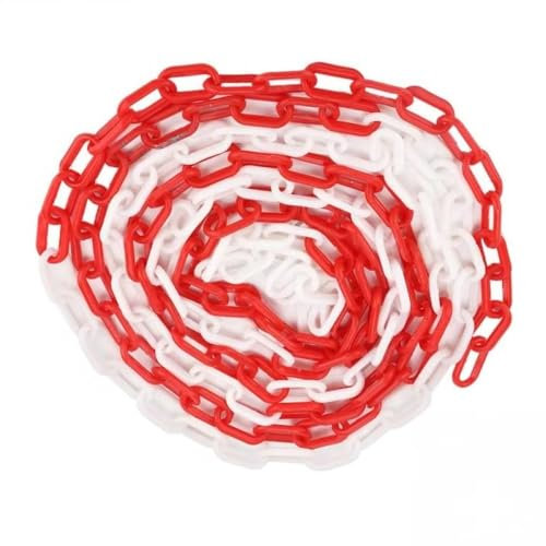 MiJunHD Absperrkette 5m Länge Barriere Kunststoff Kette, 6mm Dia. Sicherheits Warnzaun Kette Kunststoffkette Absperrung für Garten,Verkehrswarnzaun,Parkplatzes Abgrenzung (Rot & Weiß)