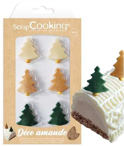 ScrapCooking - Décos en Pâte d’Amande « Sapins » - Décorations Alimentaires Noël pour Bûches & Gâteaux - Décos Comestible Pâtisseries - 7606
