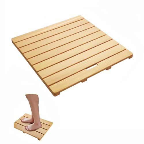 Aeveot Tapis de Bain, Caillebotis Bois, Tapis de Douche Salle de Bain, Caillebotis Douche Extérieure, Tapis Antidérapant Douche Tapis de Spa, Forte Capacité de Charge(Dark Color,30cmx30cm)