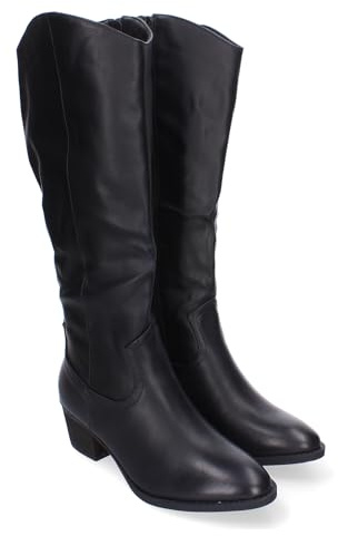 86835 Botas de Tacon para Mujer, Comodas y Elegantes, Puntera Redonda y Cierre de Cremallera Lateral. Negro Talla 39