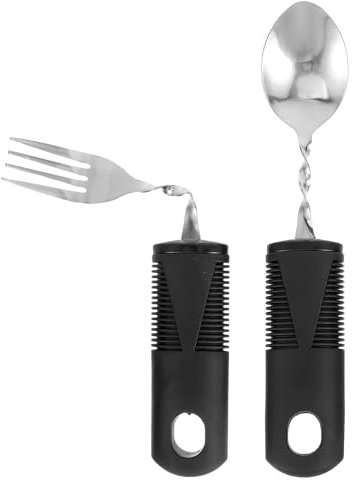 2 Pièces Ensemble D'ustensiles Adaptatifs Couverts Cuillère Portable Fourchette Pour Personnes Âgées Tremblements pour patients atteints handicapées