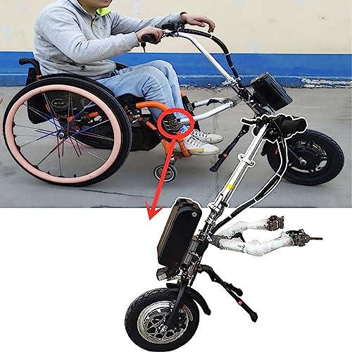 Elektrischer Handrad-Rollstuhl-Aufsatz 500 W – Rollstuhl-Zuggerät mit 48 V Lithium-Batterie – 3 Geschwindigkeiten Handrad-Umrüstsatz für Reichweite bis zu 65 km – inklusive Frontlicht + System
