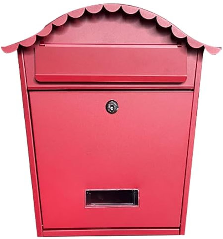 Kleine Briefkästen für Draußen, Wandbriefkasten fürs Haus, Passend für Standardbriefe, Einfache Installation, 36x37x10cm(Red)