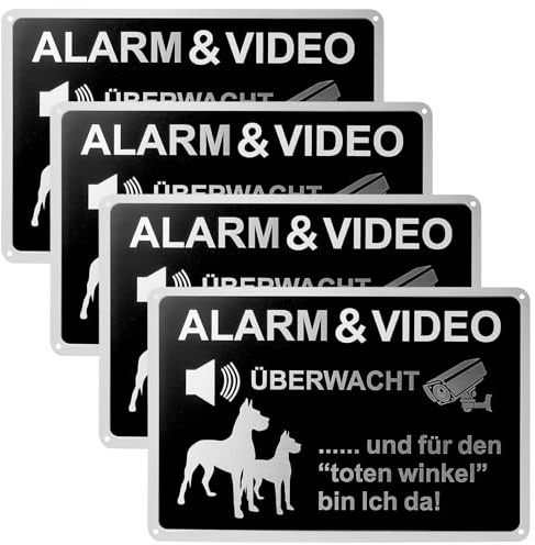 BAIFULAI 4 Stück Aluminium Hundeschild, Selbstklebend, 30x20cm, Schwarz, Funktional Minimalistisch, Warnung, Innen und Außen