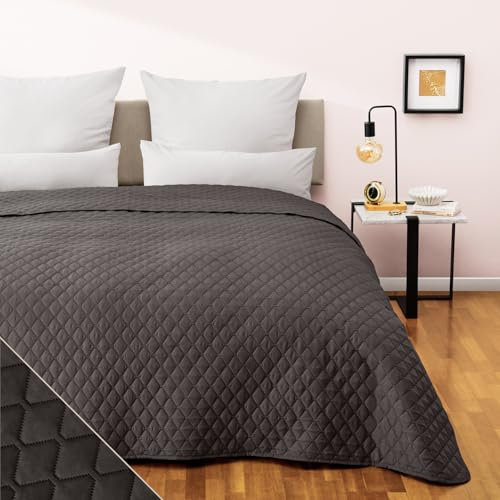 Blumtal copriletto trapuntato 200x220 cm - copriletto piazza e mezza certificato OEKO-TEX - trapuntino leggero una piazza e mezza per letti di 140x200 cm - copriletto una piazza e mezzo in antracite