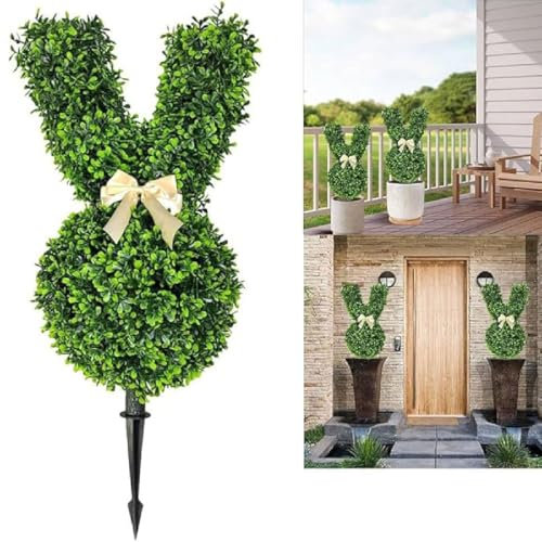 Bunny Topiary, Hasen-Topiary, Hasenformschnitt-Baum, Künstlicher Formschnittbaum in Hasenform, Osterhasen-Formschnittbäume, Buchsbaum-Formschnitt-Pflanze für Zuhause, Innen-und Außenbereich