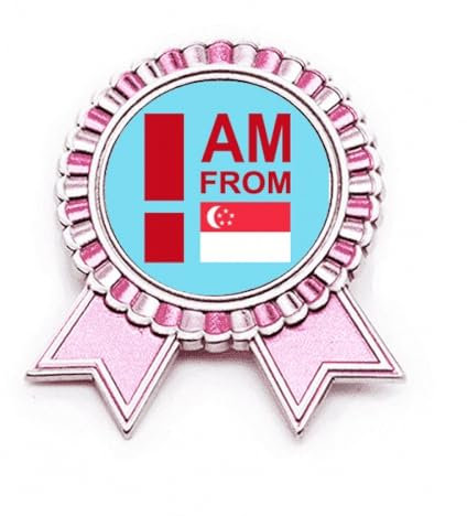 Brosche I Am From Singapur, Art-Deco-Stil, modisch, Anstecknadel, Pink, Gewinner Award Medaille, M, Metall