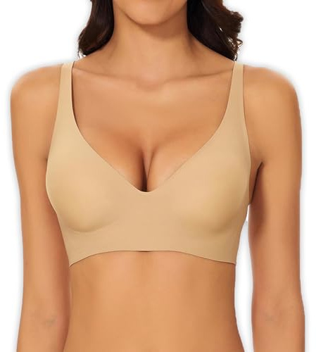 UnsichtBra Sömlös dam-bh utan bygel med push-up-effekt | Bekväm mjuk bh bustier | Komfortabelt bustier av mjuk mikrofiber | Andningsbar underkläder utan bygel bustier, M
