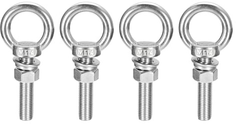 QUARKZMAN Boulon À Oeil De Levage, 4 Ensembles Boulon À Oeil M14 x 70mm Avec Écrou Rondelle 304 Acier Inoxydable Anneau De Levage À Oeil Pour suspendu D'Article