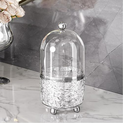 CHIRISEN Make-up-Pinselhalter mit Deckel, 360° Drehbarer Kosmetik-Organizer Mit Staubschutz, Ideal Als Geschenk Für Freundin, Frau Oder Freundinnen (Transparent)