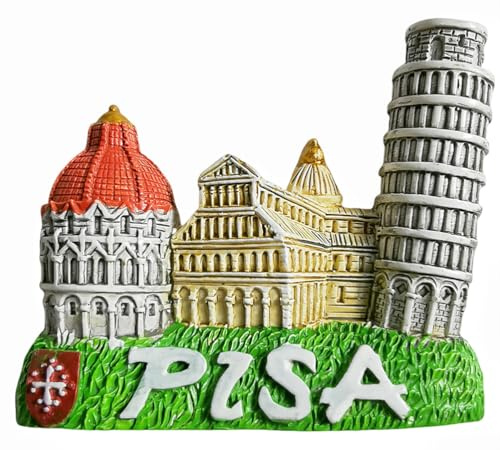 Calamita decorativa per frigorifero con immagine di Pisa Italia, per souvenir turistico, dipinto a mano, collezione artigianale