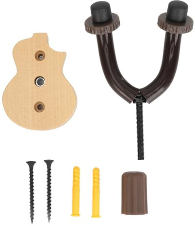 Ukulele Wall Hanger Elegant Stylish Wooden Ukulele Soporter para exhibición de estudio en el hogar Roma de hierro de caoba sólida 12.7x4.4x7.6cm (Color de madera)