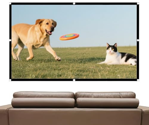 Projector Screen, Portable Foldable with Magnetic Roll Up Design, Large Theater Screen for Indoor Camping Rv Backyard, Easy Setup Feature, Av Tool, Viewing Accessory for Offices, Church, School