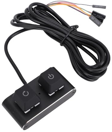 ASHATA Alimentation PC, Répartiteur de Commutateur de Bureau, on Off Reset SW HDD LED Alimentation Externe PC, Commutateur de Clavier Mécanique avec Câble de 2 M, Lumière RVB pour