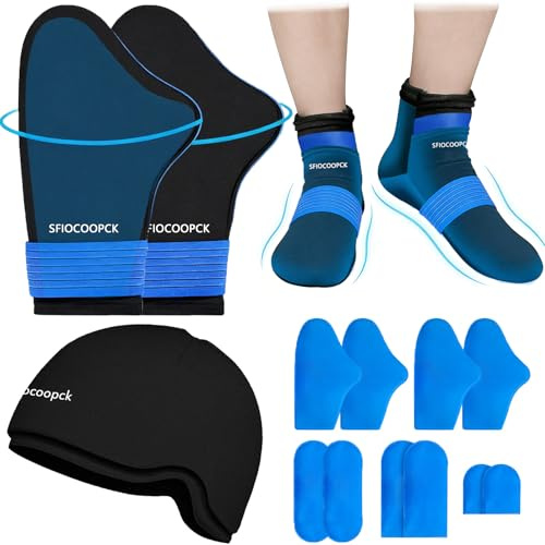 Kältehandschuhe & -socken für Chemotherapie, Eiskappen, Kältesocken bei Neuropathie, Karpaltunnel, Arthritis – Kühlpacks, Chemo Must Have, Schwarz, S/M