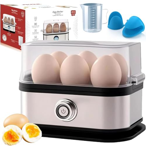 2026 New Multifunctional Egg Steamer with Clear Lid, Egg Boiler and Poacher, Deluxe Rapid Egg Cooker, 6 Egg Capacity, for Soft, Medium, Hard Boiled, Auto Shut-Off (1pcs)